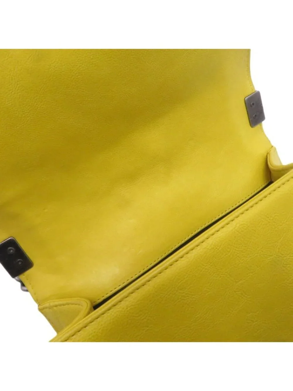 Chanel Boy 20 Quilted Chain Shoulder Yellow Silver Lambskin Bag